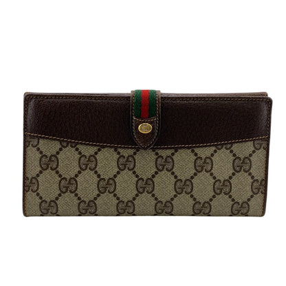 GUCCI Long Wallet Purse 64 PVC, Leather Brown Sherry