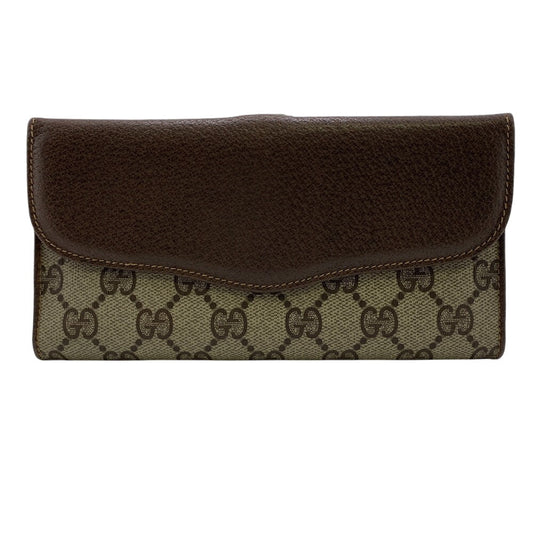 GUCCI Long Wallet Purse 64 PVC, Leather Brown Sherry