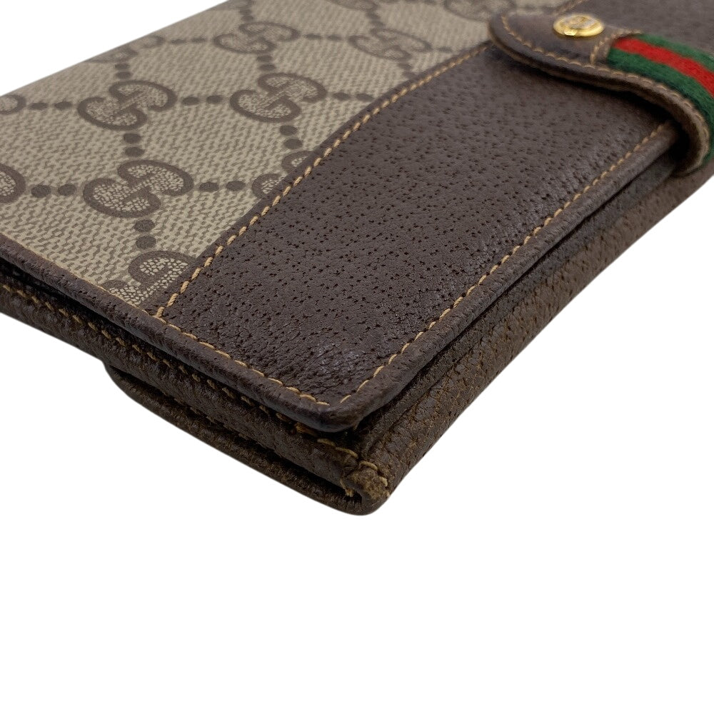 GUCCI Long Wallet Purse 64 PVC, Leather Brown Sherry