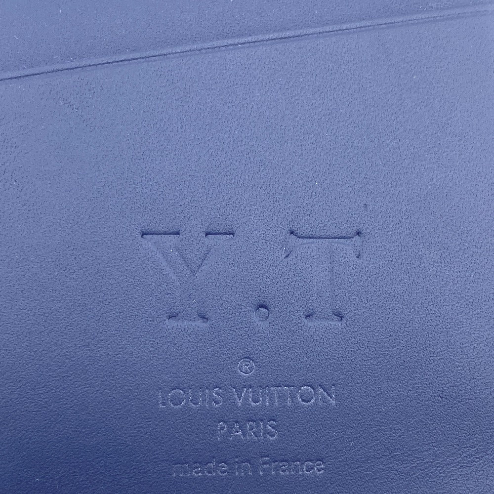 LOUIS VUITTON Long Wallet Purse M80465 leather Navy Monogram Watercolor Portefeuille Brassa Women Used Authentic