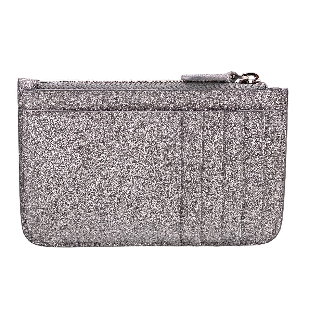 BALENCIAGA Coin case 637130 leather Silver Fragment case Glitter Women Used Authentic