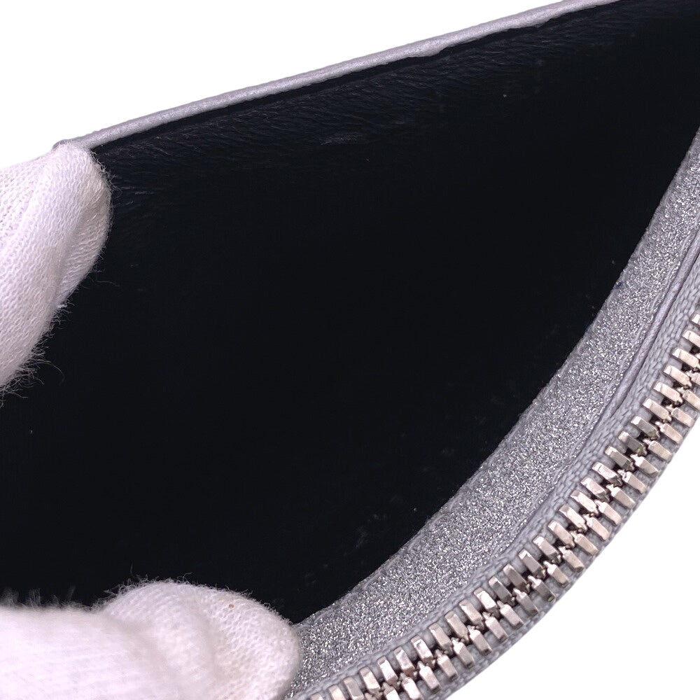 BALENCIAGA Coin case 637130 leather Silver Fragment case Glitter Women Used Authentic