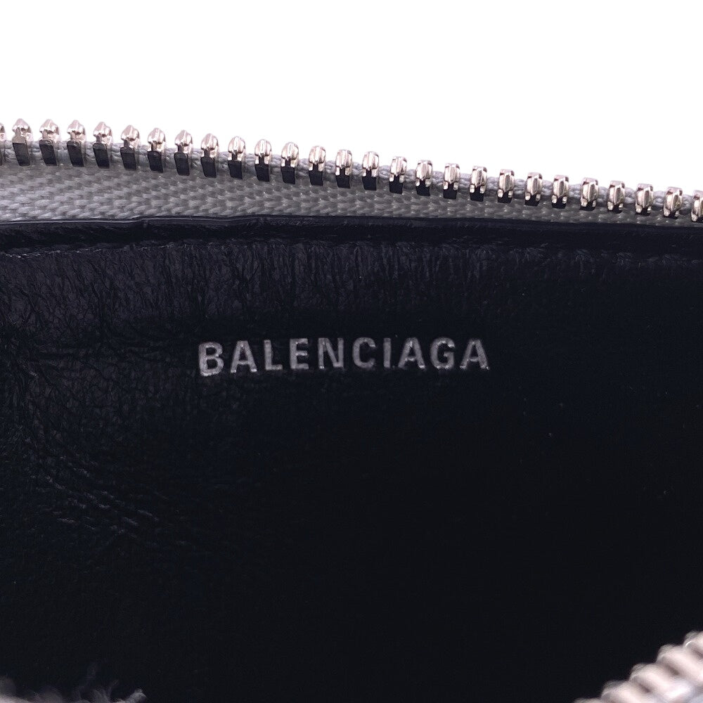 BALENCIAGA Coin case 637130 leather Silver Fragment case Glitter Women Used Authentic