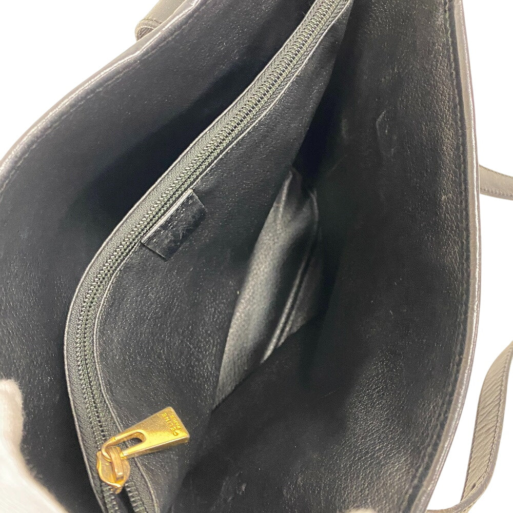 CELINE Tote Bag leather black bucket handbag Macadam Women Used Authentic