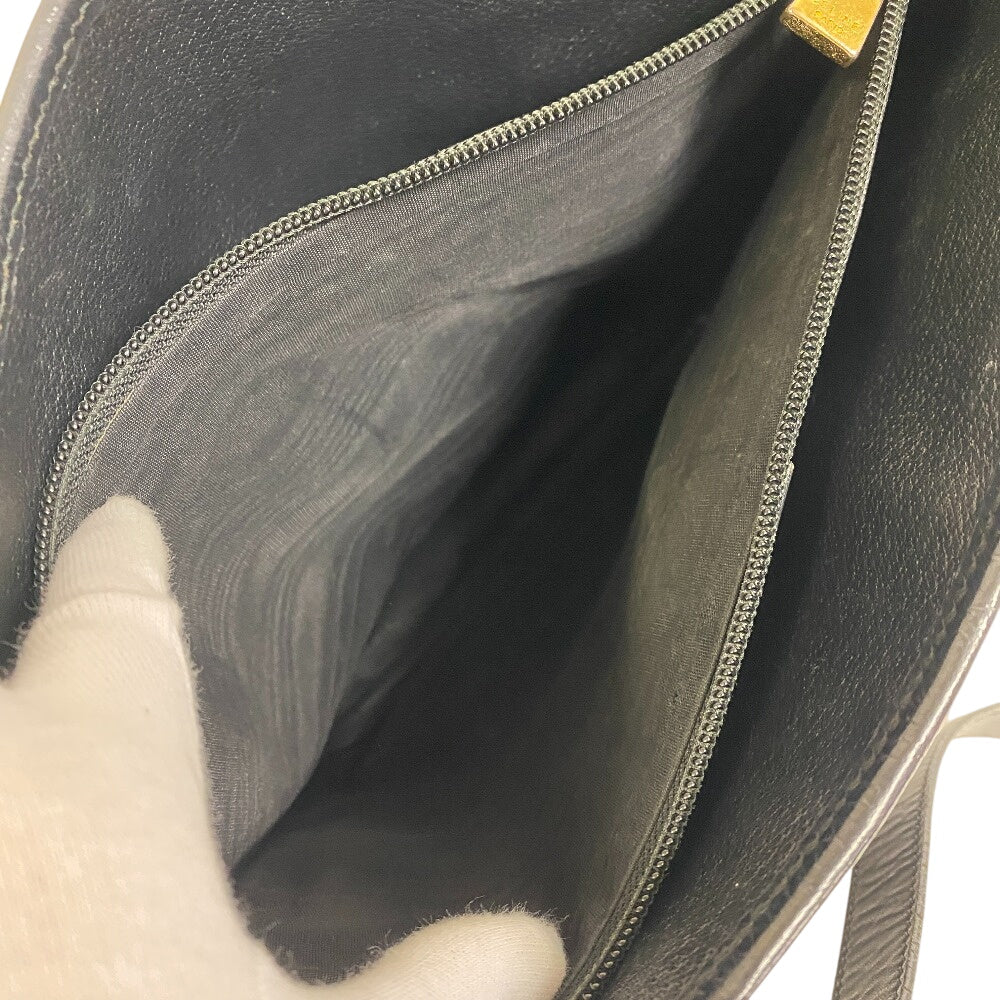 CELINE Tote Bag leather black bucket handbag Macadam Women Used Authentic