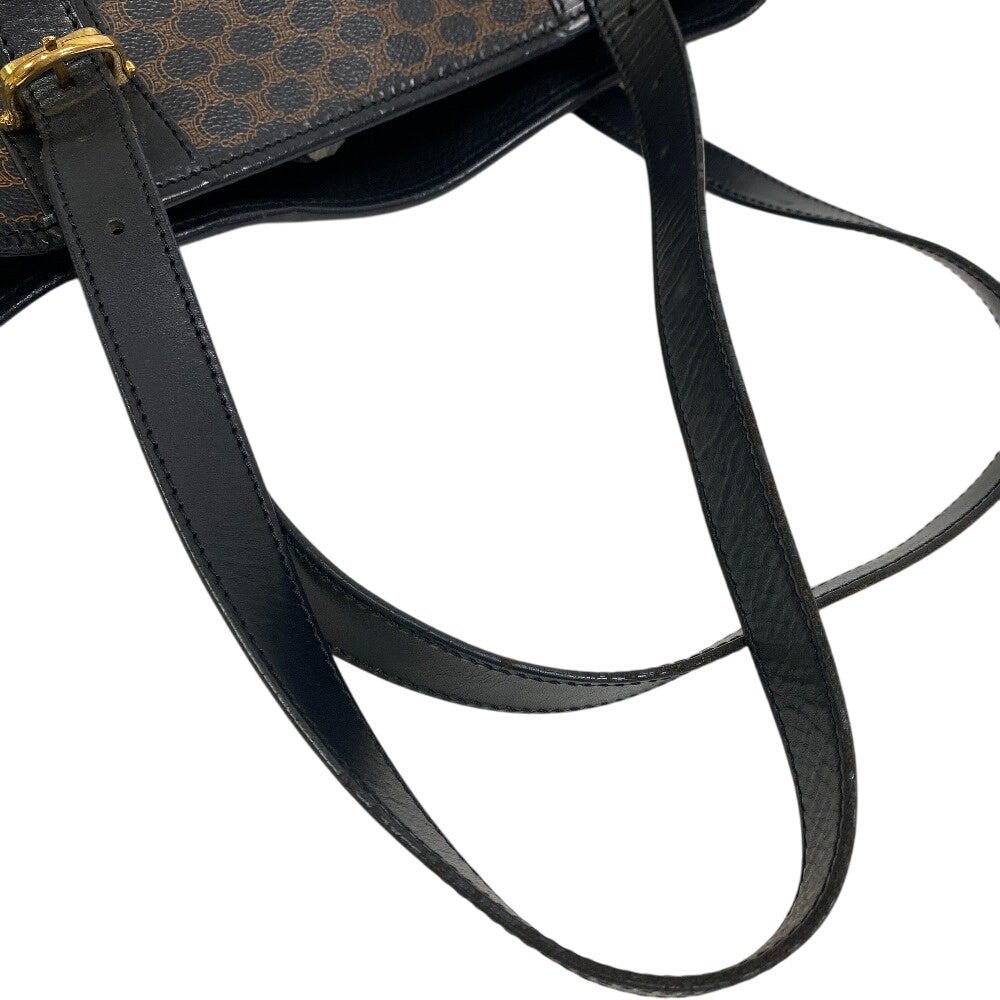 CELINE Tote Bag leather black bucket handbag Macadam Women Used Authentic