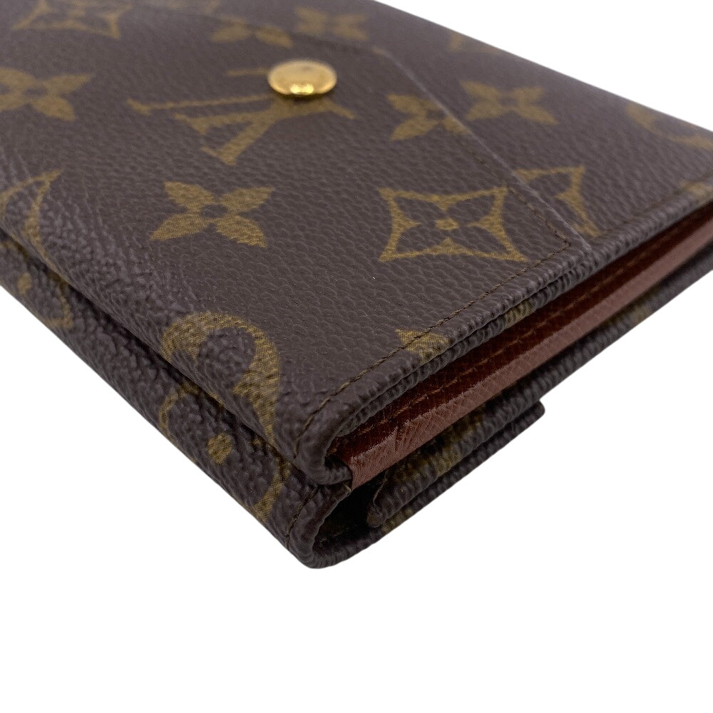 LOUIS VUITTON Tri-fold wallet M61660 Monogram canvas, leather Brown vintage Monogram Portonebier Women(Unisex) Used Authentic
