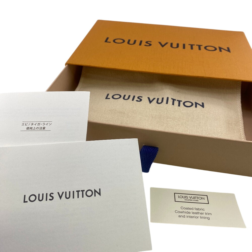 LOUIS VUITTON Coin case M30270 Monogram canvas, Taiga leather cobalt blue Taigalama Coin card holder mens Used Authentic