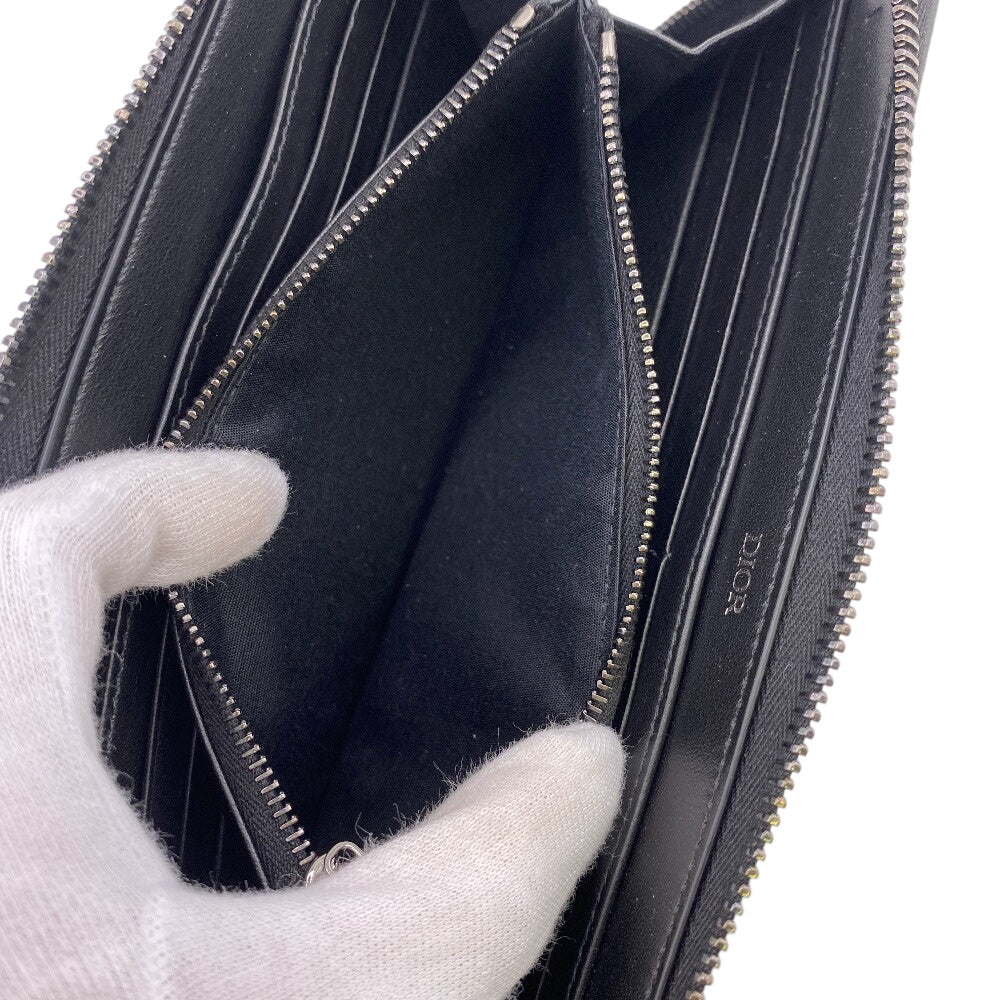 Dior Long Wallet Purse leather black CD logo
