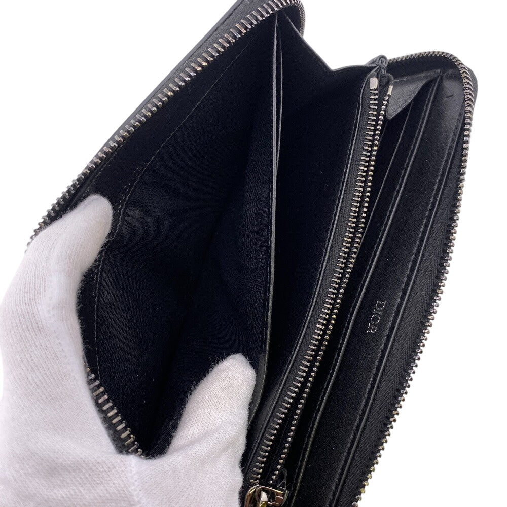 Dior Long Wallet Purse leather black CD logo