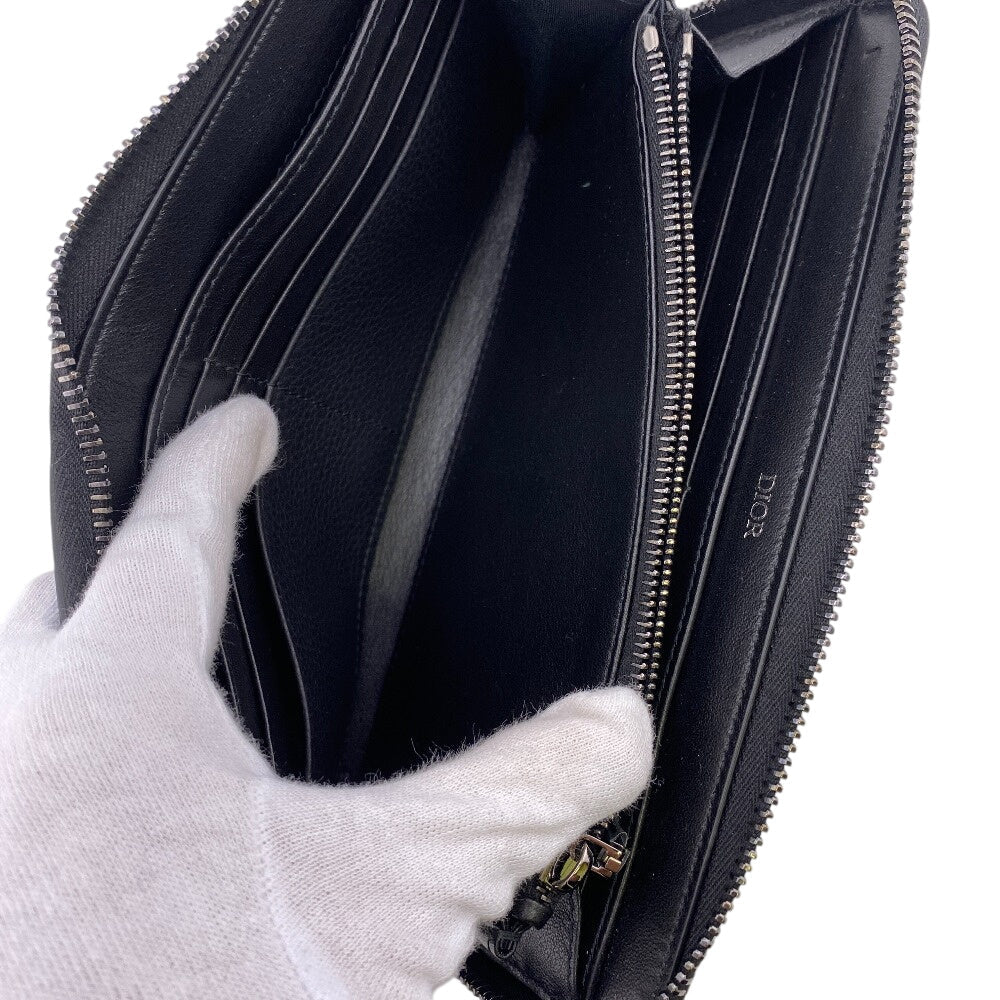 Dior Long Wallet Purse leather black CD logo