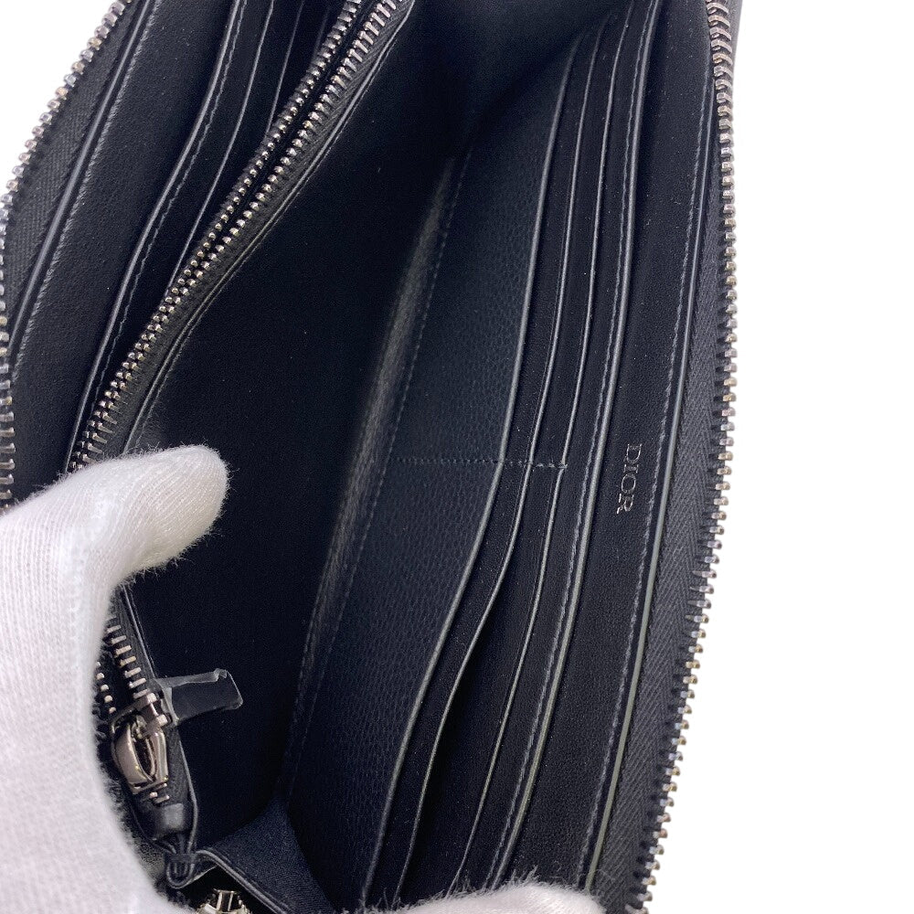 Dior Long Wallet Purse leather black CD logo