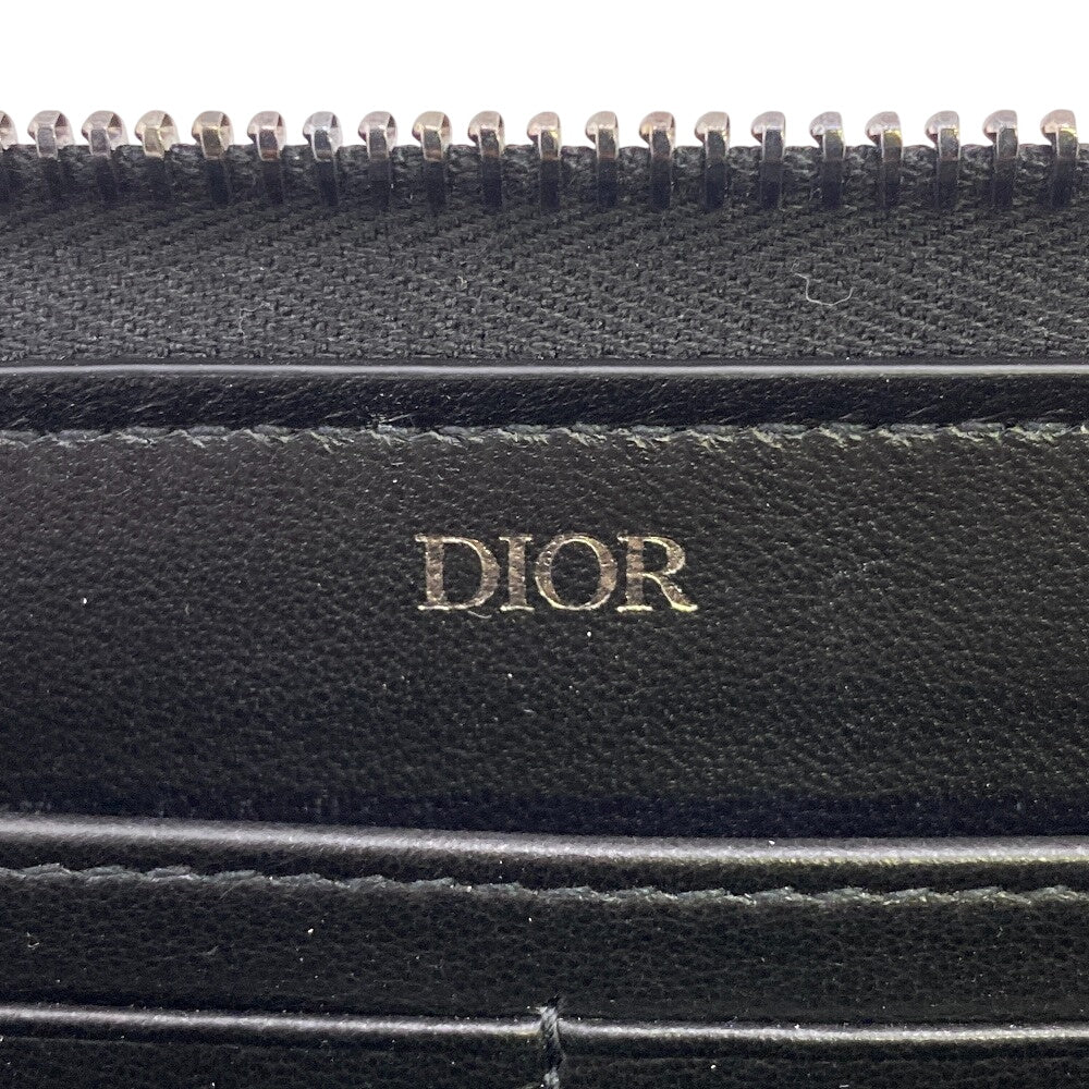 Dior Long Wallet Purse leather black CD logo
