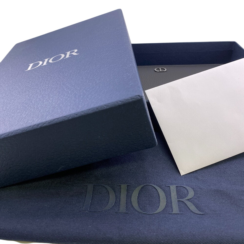 Dior Long Wallet Purse leather black CD logo
