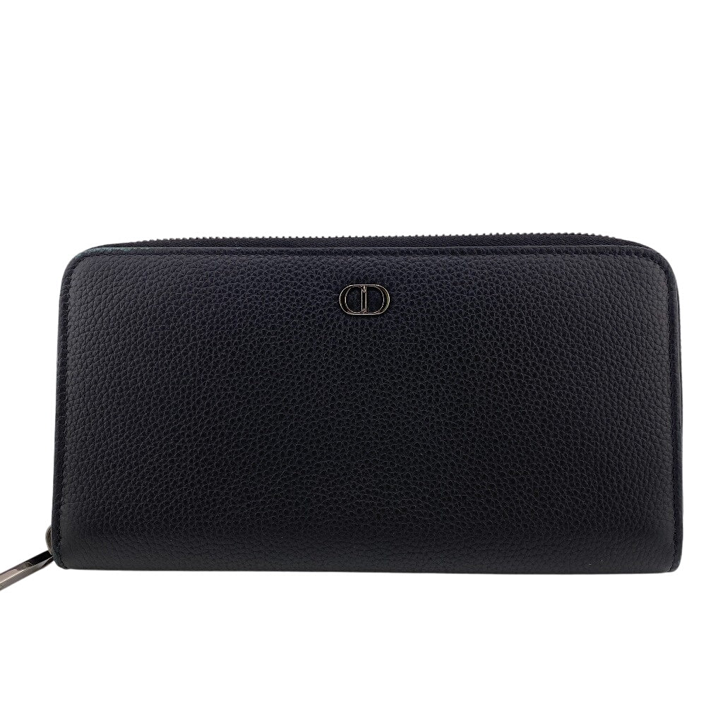 Dior Long Wallet Purse leather black CD logo