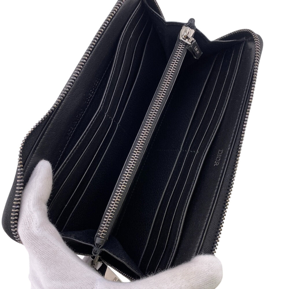 Dior Long Wallet Purse leather black CD logo