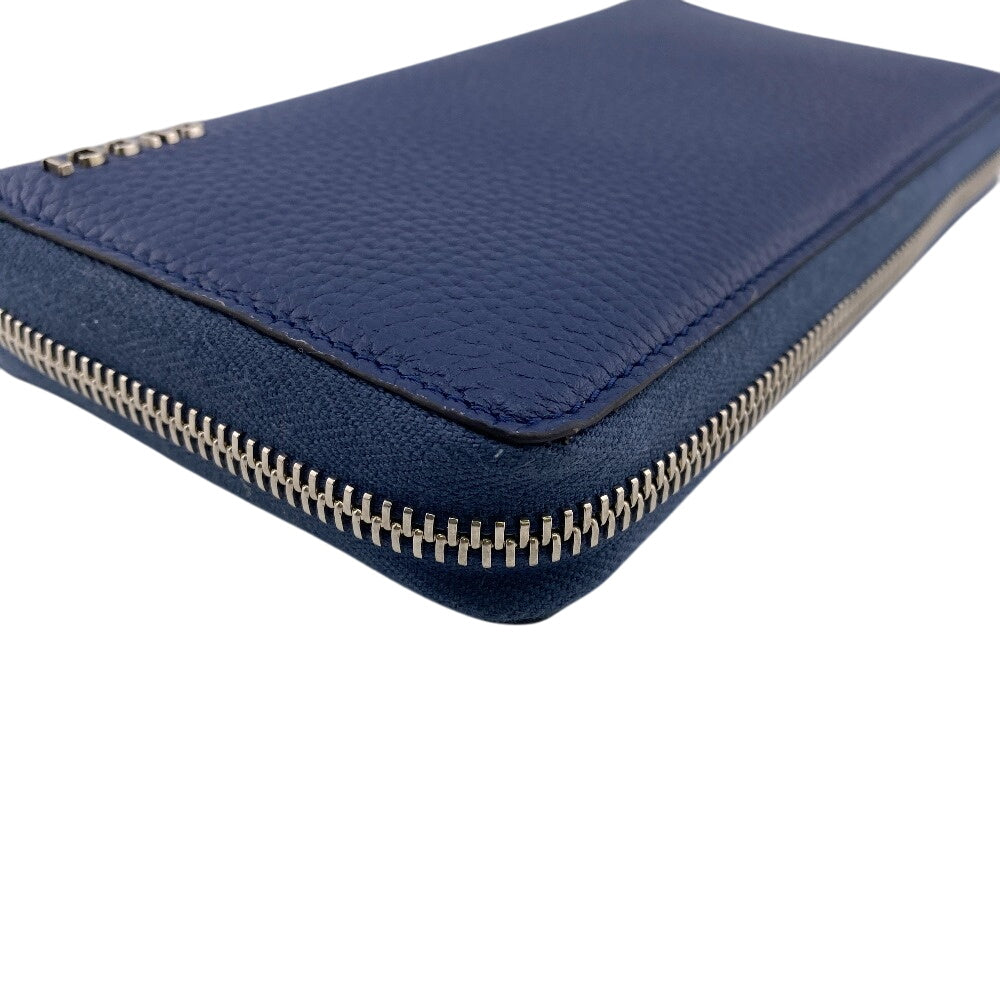 GUCCI Long Wallet Purse 771154 leather Navy Zip Around logo mens(Unisex) Used Authentic