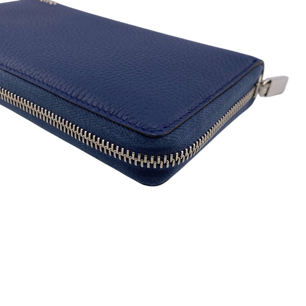 GUCCI Long Wallet Purse 771154 leather Navy Zip Around logo mens(Unisex) Used Authentic
