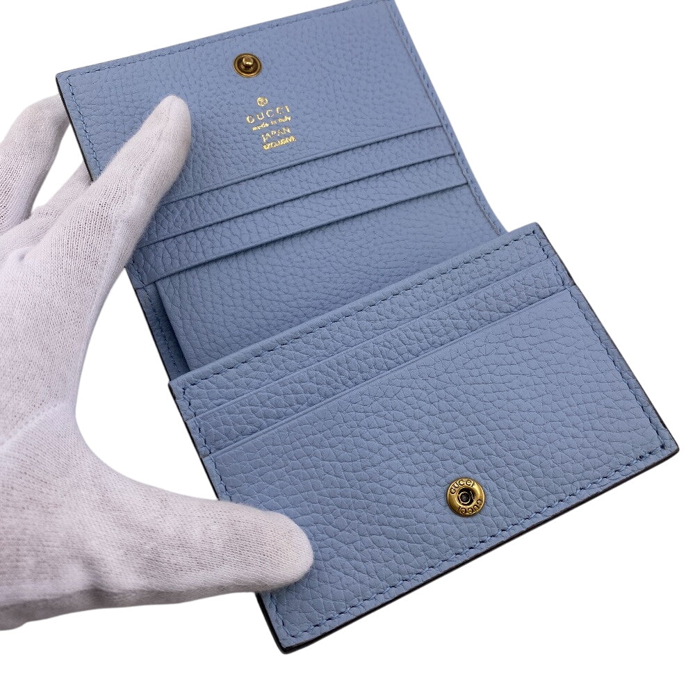 GUCCI Bifold Wallet 746059 leather blue Compact wallet Interlocking G Women Used Authentic