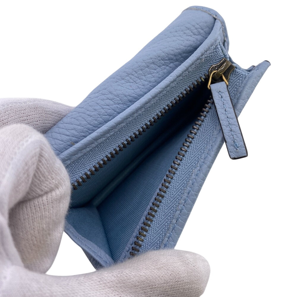 GUCCI Bifold Wallet 746059 leather blue Compact wallet Interlocking G Women Used Authentic