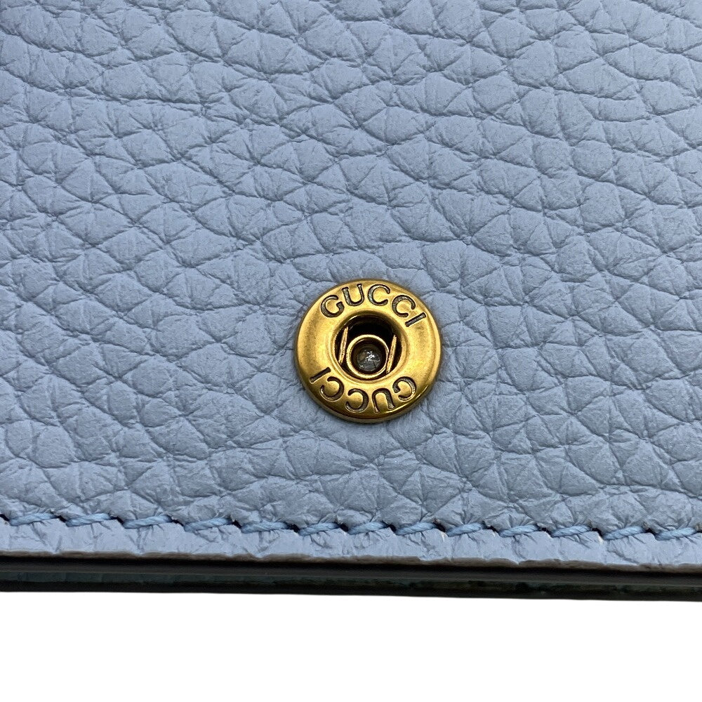 GUCCI Bifold Wallet 746059 leather blue Compact wallet Interlocking G Women Used Authentic
