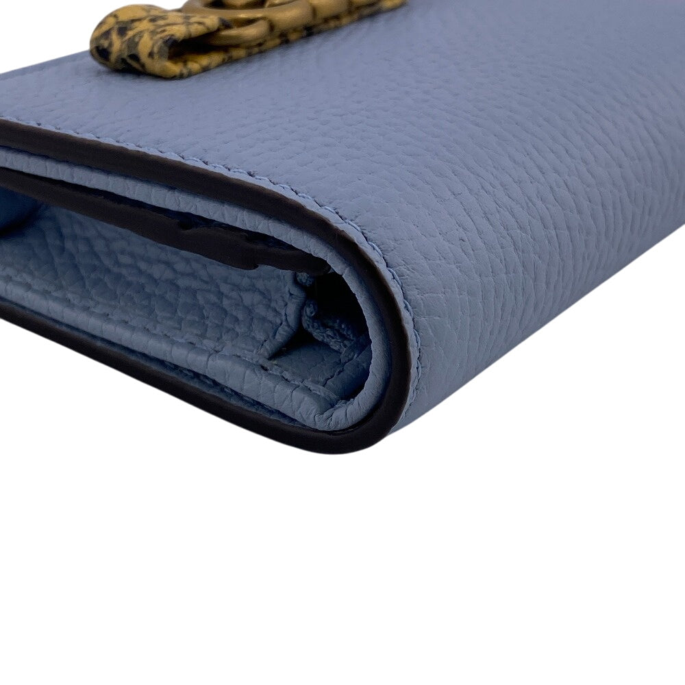 GUCCI Bifold Wallet 746059 leather blue Compact wallet Interlocking G Women Used Authentic