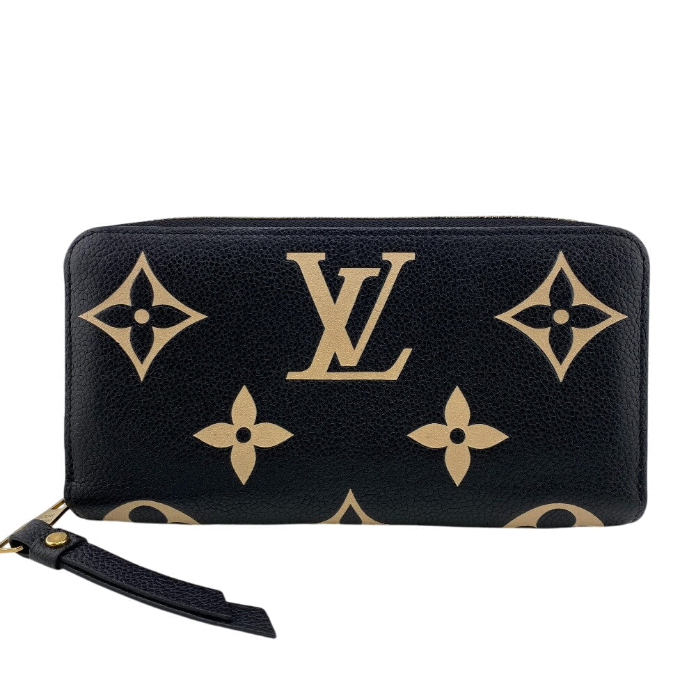 LOUIS VUITTON Long Wallet Purse M80481 leather black Zip Around Monogram Ann Platt Zippy Wallet Bicolor Women Used Authentic