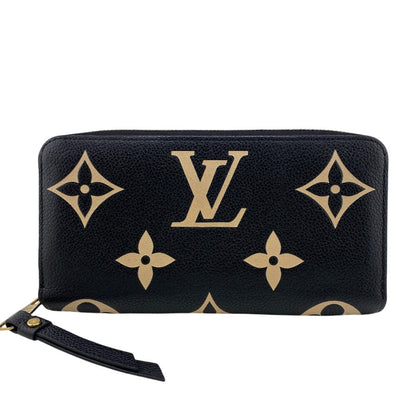 LOUIS VUITTON Long Wallet Purse M80481 leather black Zip Around Monogram Ann Platt Zippy Wallet Bicolor Women Used Authentic