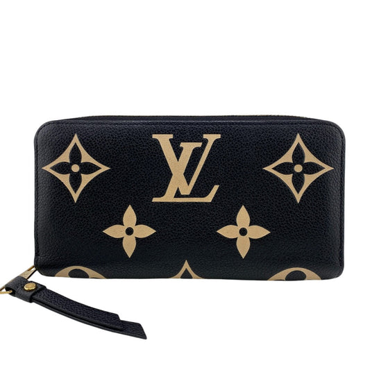 LOUIS VUITTON Long Wallet Purse M80481 leather black Zip Around Monogram Ann Platt Zippy Wallet Bicolor Women Used Authentic