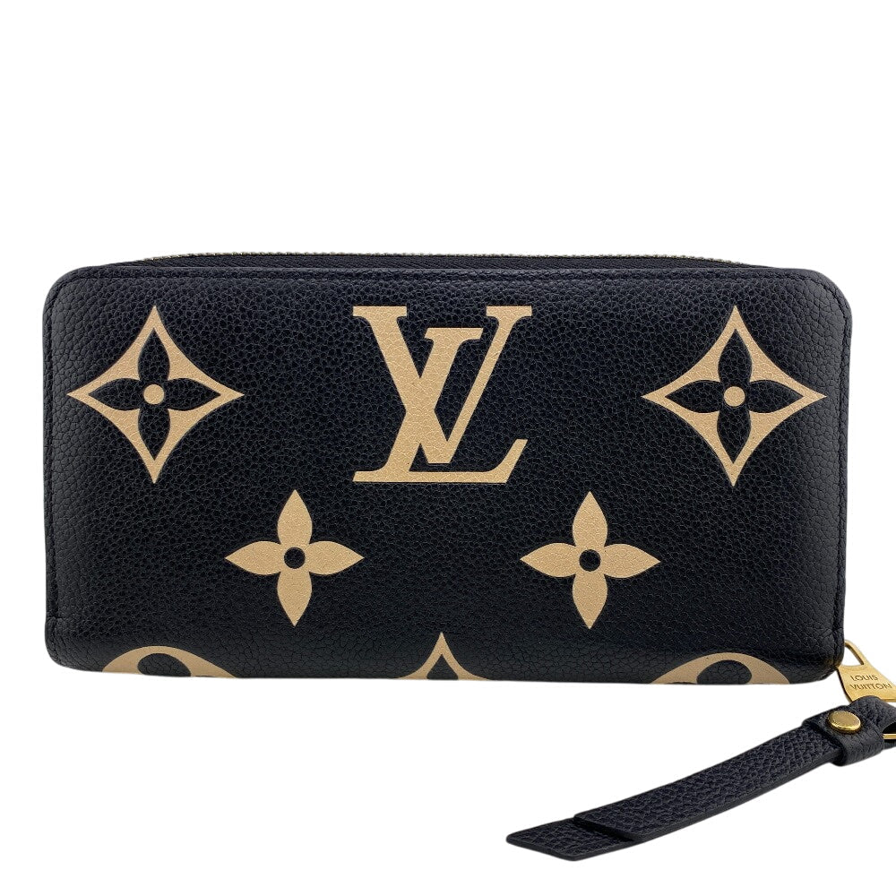 LOUIS VUITTON Long Wallet Purse M80481 leather black Zip Around Monogram Ann Platt Zippy Wallet Bicolor Women Used Authentic