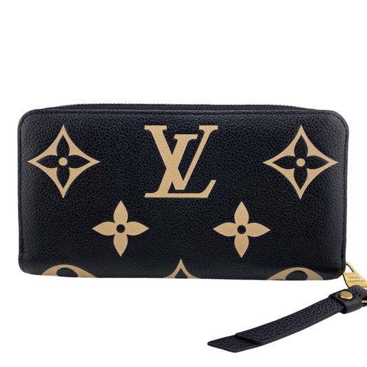 LOUIS VUITTON Long Wallet Purse M80481 leather black Zip Around Monogram Ann Platt Zippy Wallet Bicolor Women Used Authentic