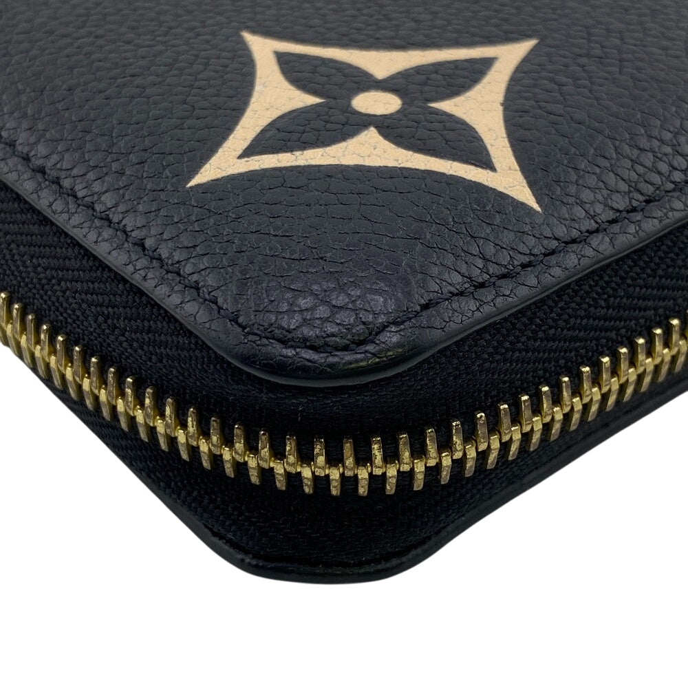 LOUIS VUITTON Long Wallet Purse M80481 leather black Zip Around Monogram Ann Platt Zippy Wallet Bicolor Women Used Authentic