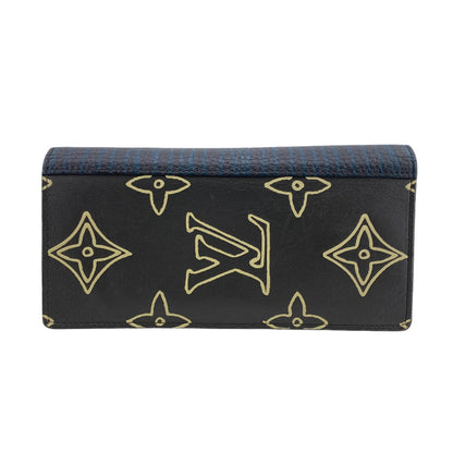 LOUIS VUITTON Long Wallet Purse M69700 leather black Patchwork Monogram Portefeuille Brazza mens Used Authentic