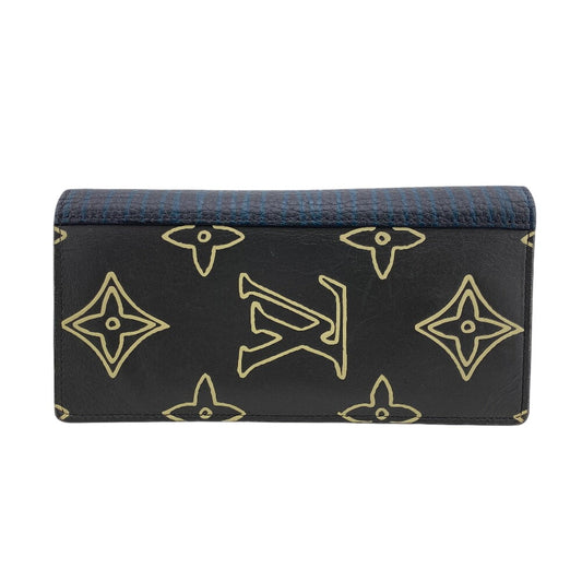 LOUIS VUITTON Long Wallet Purse M69700 leather black Patchwork Monogram Portefeuille Brazza mens Used Authentic