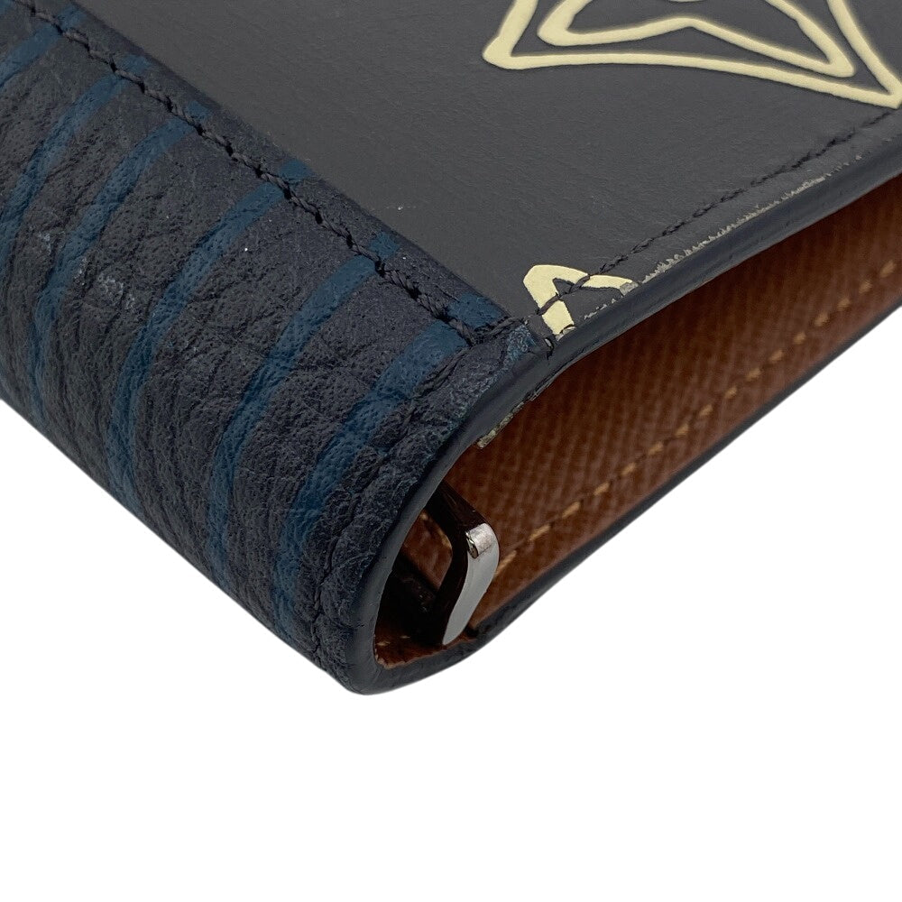 LOUIS VUITTON Long Wallet Purse M69700 leather black Patchwork Monogram Portefeuille Brazza mens Used Authentic