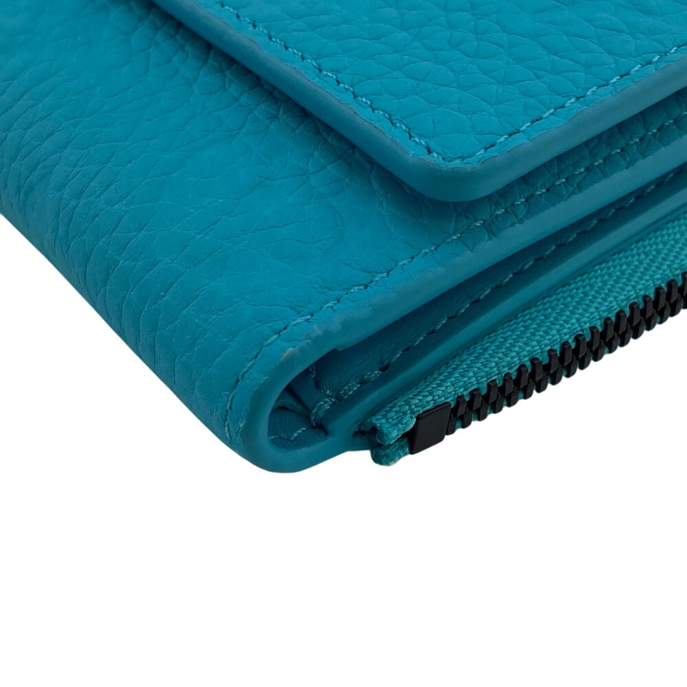 LOUIS VUITTON Tri-fold wallet M11500 leather blue Portefeuille Pilot Women Used Authentic