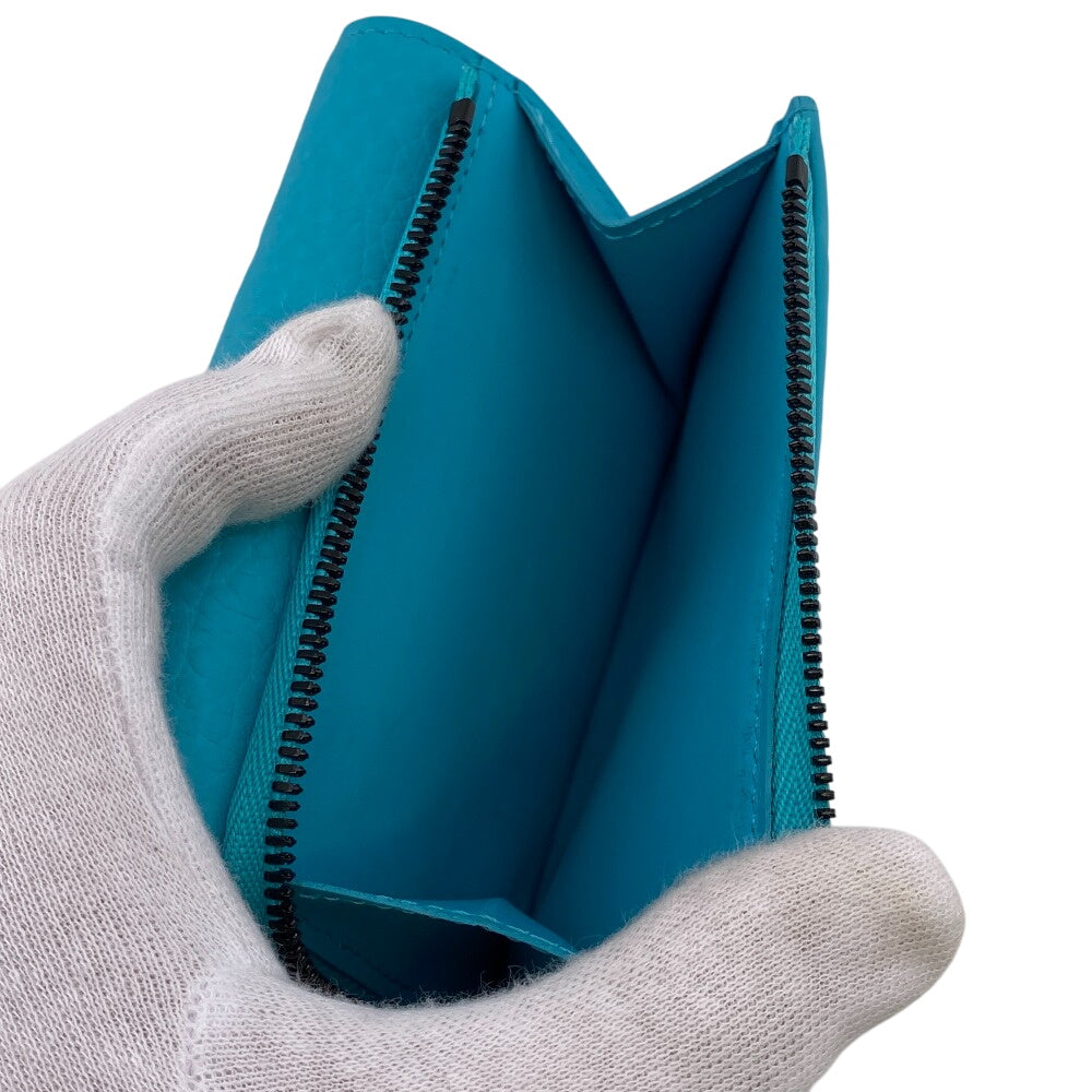 LOUIS VUITTON Tri-fold wallet M11500 leather blue Portefeuille Pilot Women Used Authentic