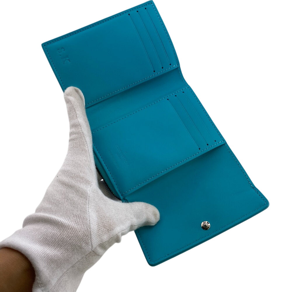 LOUIS VUITTON Tri-fold wallet M11500 leather blue Portefeuille Pilot Women Used Authentic
