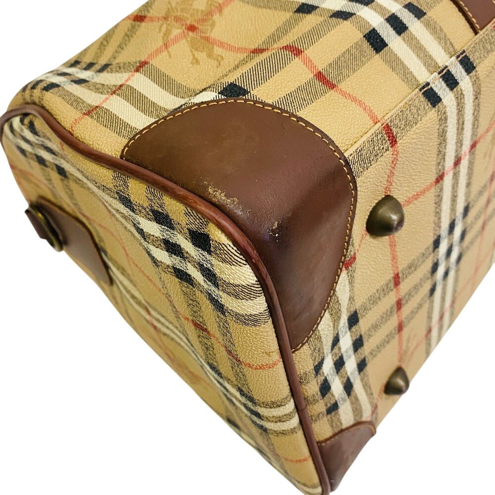 Burberrys Boston Duffel bag PVC, Leather beige Hand Bag Travel Bag check unisex(Unisex) Used Authentic