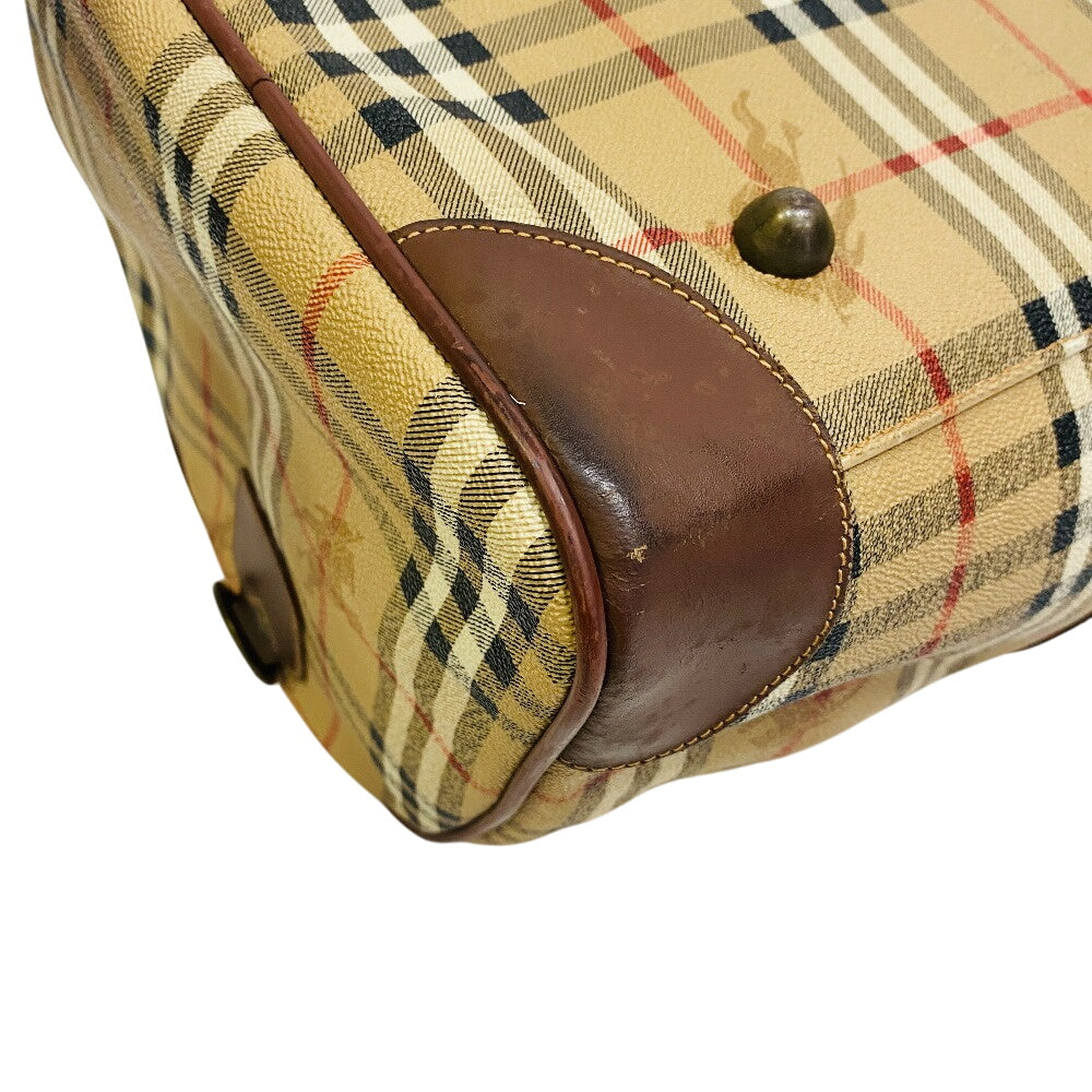 Burberrys Boston Duffel bag PVC, Leather beige Hand Bag Travel Bag check unisex(Unisex) Used Authentic