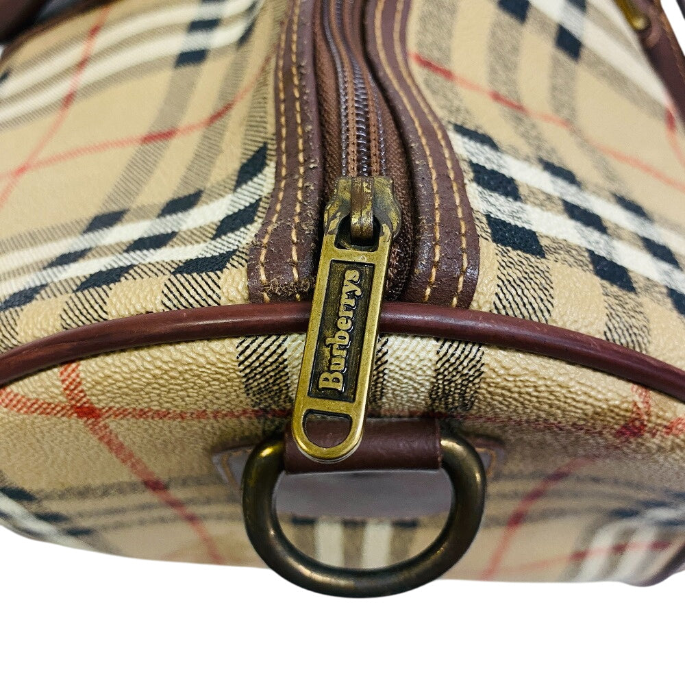 Burberrys Boston Duffel bag PVC, Leather beige Hand Bag Travel Bag check unisex(Unisex) Used Authentic