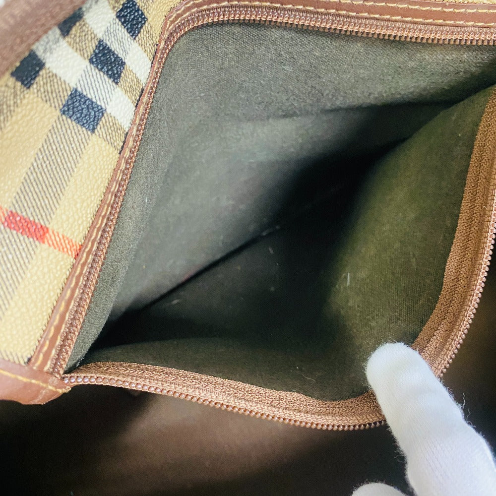 Burberrys Boston Duffel bag PVC, Leather beige Hand Bag Travel Bag check unisex(Unisex) Used Authentic