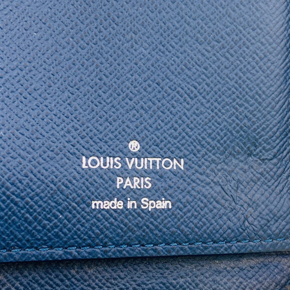 LOUIS VUITTON Long Wallet Purse M30510 leather Navy Zip Around Zippy wallet Taiga Blue Marine Vertical mens(Unisex) Used Authentic