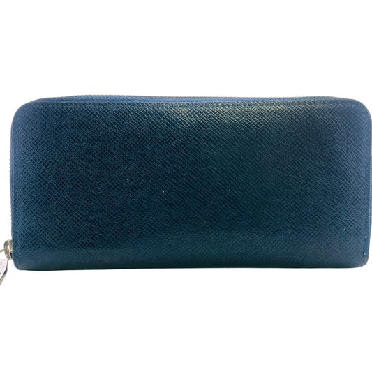 LOUIS VUITTON Long Wallet Purse M30510 leather Navy Zip Around Zippy wallet Taiga Blue Marine Vertical mens(Unisex) Used Authentic