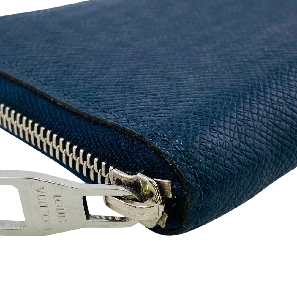 LOUIS VUITTON Long Wallet Purse M30510 leather Navy Zip Around Zippy wallet Taiga Blue Marine Vertical mens(Unisex) Used Authentic