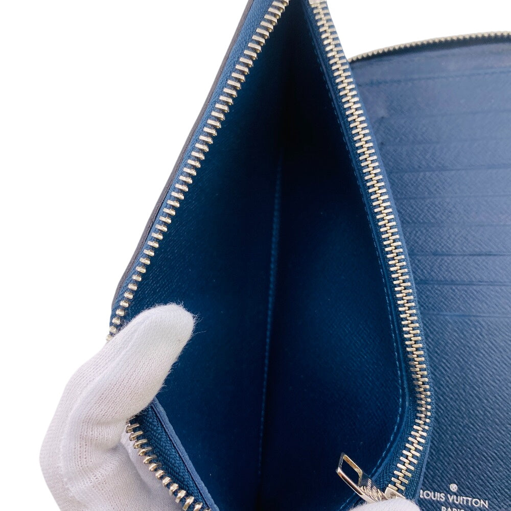 LOUIS VUITTON Long Wallet Purse M30510 leather Navy Zip Around Zippy wallet Taiga Blue Marine Vertical mens(Unisex) Used Authentic