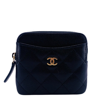CHANEL Coin case Caviar skin black Fragment case Caviar skin Matrasse Women Used Authentic