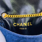CHANEL Pouch Cotton canvas Navy Shoulder pouch COCO Mark Matrasse Women Used Authentic