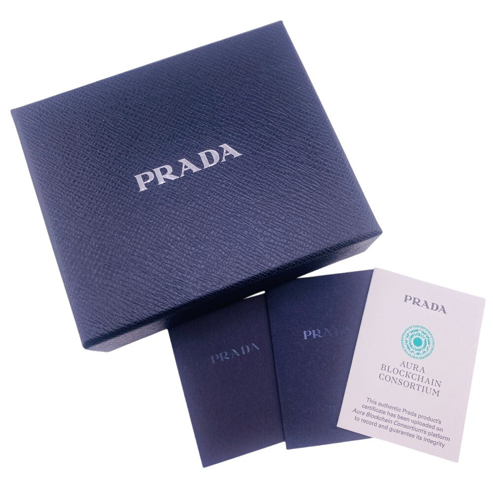 PRADA Tri-fold wallet 1MH176 leather beige Compact wallet Wittelomb Triangle Women Used Authentic