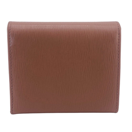 PRADA Tri-fold wallet 1MH176 leather beige Compact wallet Wittelomb Triangle Women Used Authentic